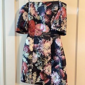 Keepsake floral off the shoulder dress - navy, size XS